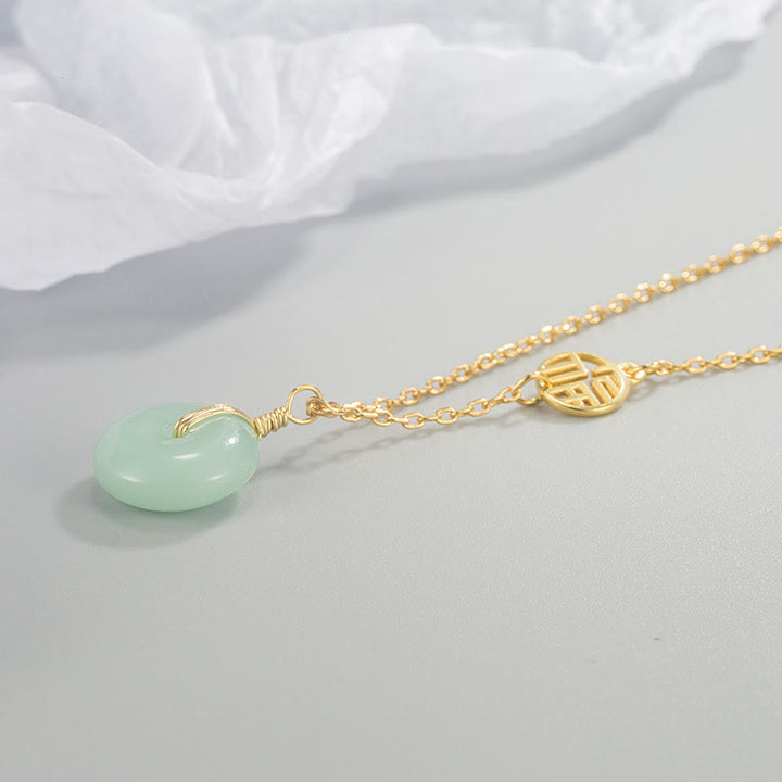 Buddha Stones Jade Fu Charakter Miedziana Moneta Pokój Klamra Obfitość Naszyjnik Wisiorek