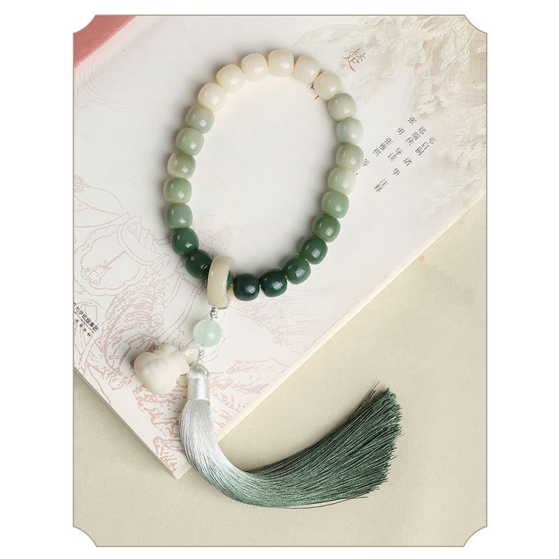 Buddha Stones Naturalny Gradient Bodhi Nasiona Fortuny Pieniądze Worek Lotos Mądrość Tassel Nadgarstek Mala