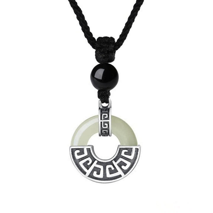 Buddha Stones 925 Srebro Sterling Naturalny Hetian Jade Klamra Pokoju Naszyjnik Wisiorek Dobrobytu