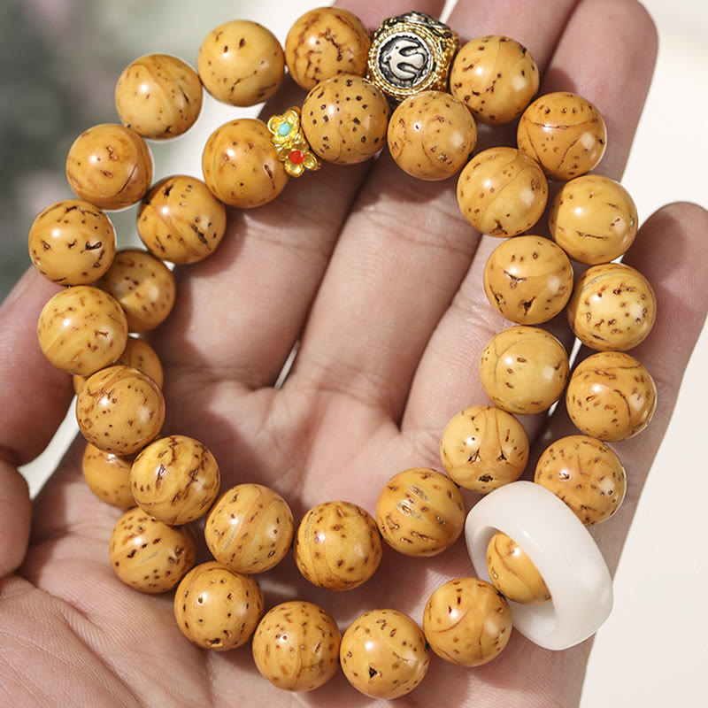 Buddha Stones Tybetańskie Naturalne Fioletowe Złoto Szczur Bodhi Nasiona Bogactwa Bransoletka Podwójnie Owijana