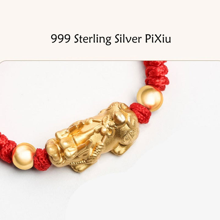 Buddha Stones 999 Srebro Sterlingowe PiXiu Wealth King Kong Knot String Braided Bransoletka dla dzieci i młodzieży