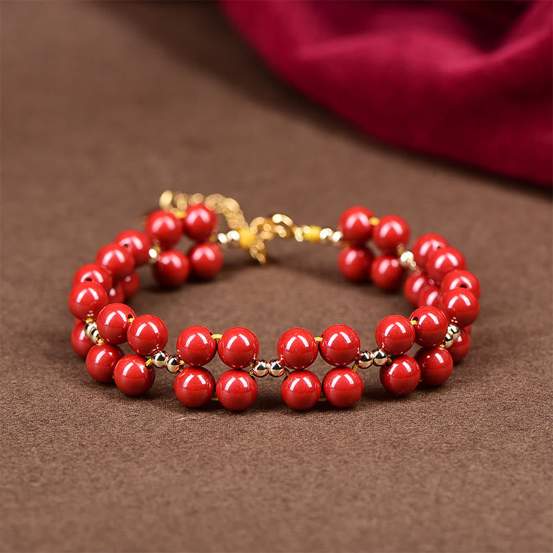 Bransoletka z koralików z Buddha Stones Natural Cinnabar Blessing