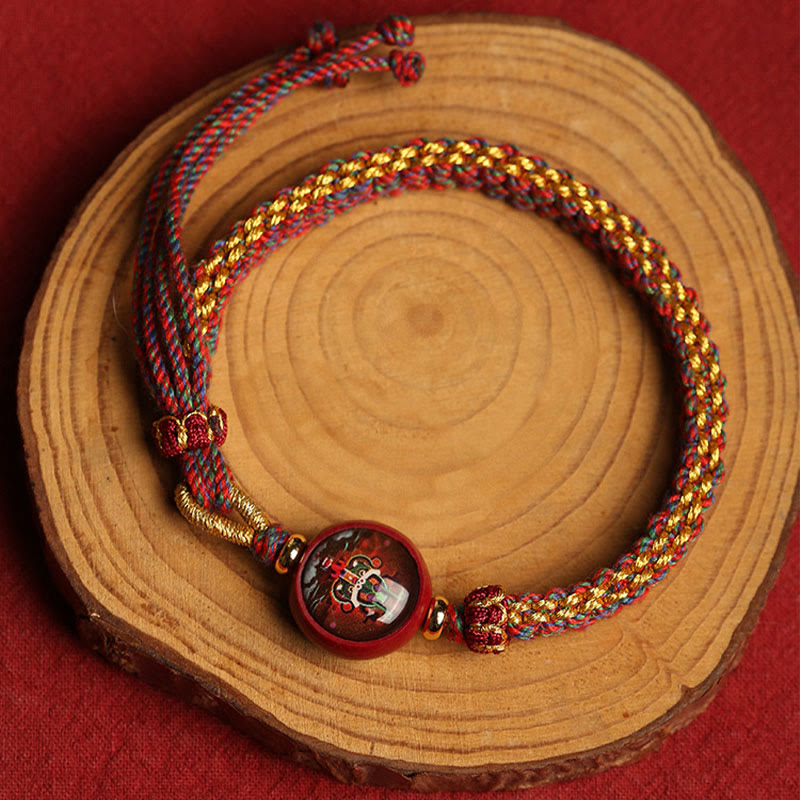 Buddha Stones Kolorowa Lina Cynobrowa Thangka Błogosławieństwo Bransoletka Pleciona
