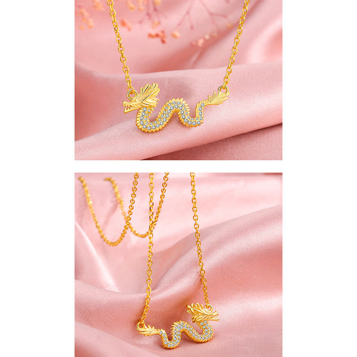 Buddha Stones 925 Srebro Sterling Rok Smoka Pomyślny Złoty Smok Szczęście Łańcuszek Naszyjnik Wisiorek - image 12