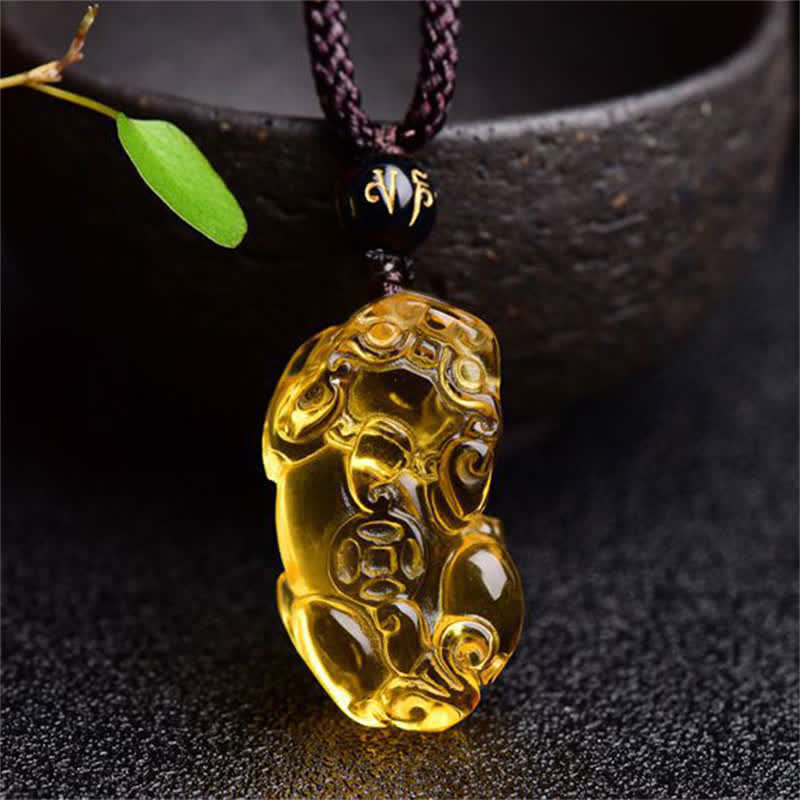 Buddha Stones FengShui Cytryn PiXiu Naszyjnik Bogactwo Wisiorek - Cytryn (Szczęście ♥Dobrobyt) - image 1