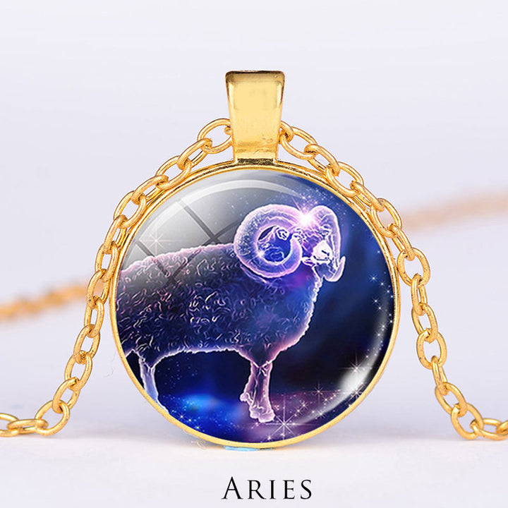 12 konstelacji zodiaku Księżyc Gwiaździste niebo Ochrona Błogosławieństwo Naszyjnik Wisiorek