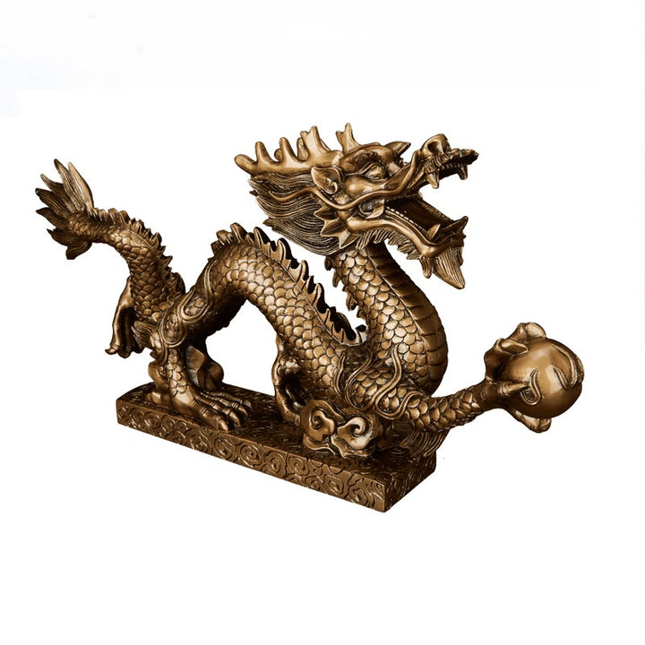Buddha Stones Feng Shui Smok Pomyślny Chmura Bogactwo Szczęście Dekoracja - Brązowy - 50 cm*7,5 cm*25 cm - image 12