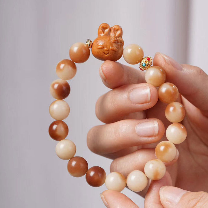 Buddha Stones Naturalne Nasiona Bodhi Piękna Bransoletka Spokoju Królika