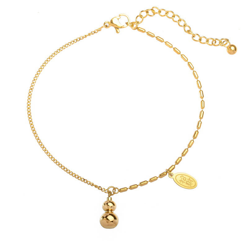 Bransoletka na kostkę Buddha Stones 18k Gold Lucky Gourd Design Wealth Buckle