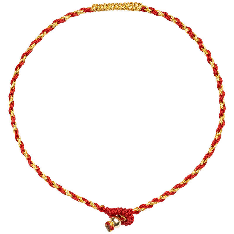Buddha Stones 14K pozłacane ręcznie robiona bransoletka z czerwonego złota z węzłem King Kong i splotem szczęścia