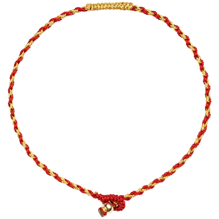 Buddha Stones 14K pozłacane ręcznie robiona bransoletka z czerwonego złota z węzłem King Kong i splotem szczęścia