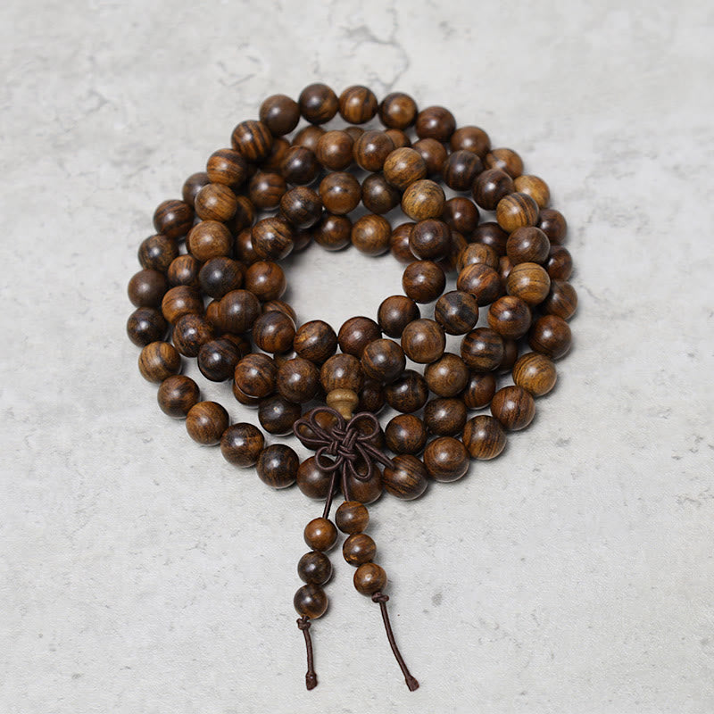 Buddha Stones 108 Mala Koraliki Bransoletka Modlitwa Medytacja Sandałowiec Elastyczny