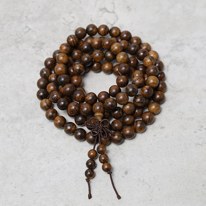 Buddha Stones 108 Mala Koraliki Bransoletka Modlitwa Medytacja Sandałowiec Elastyczny