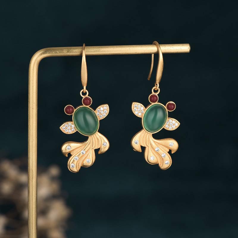 Kolczyki FengShui Jade Koi Fortune