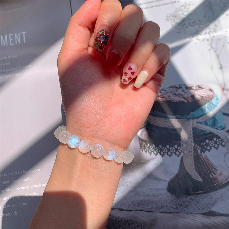 Bransoletka Buddha Stones Natural Moonstone Lotus Love