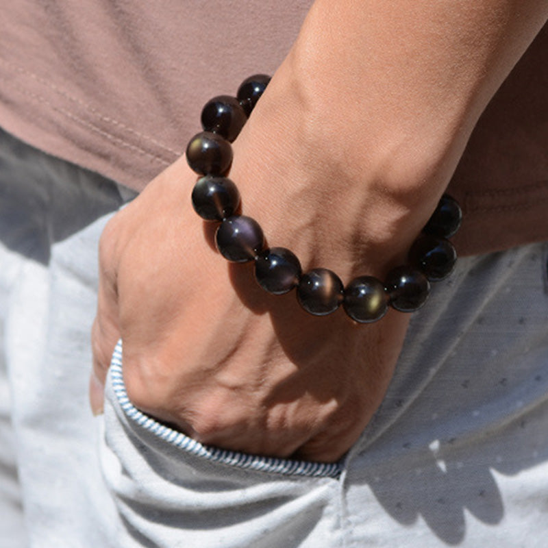 Bransoletka z naturalnego tęczowego obsydianu z Buddha Stones