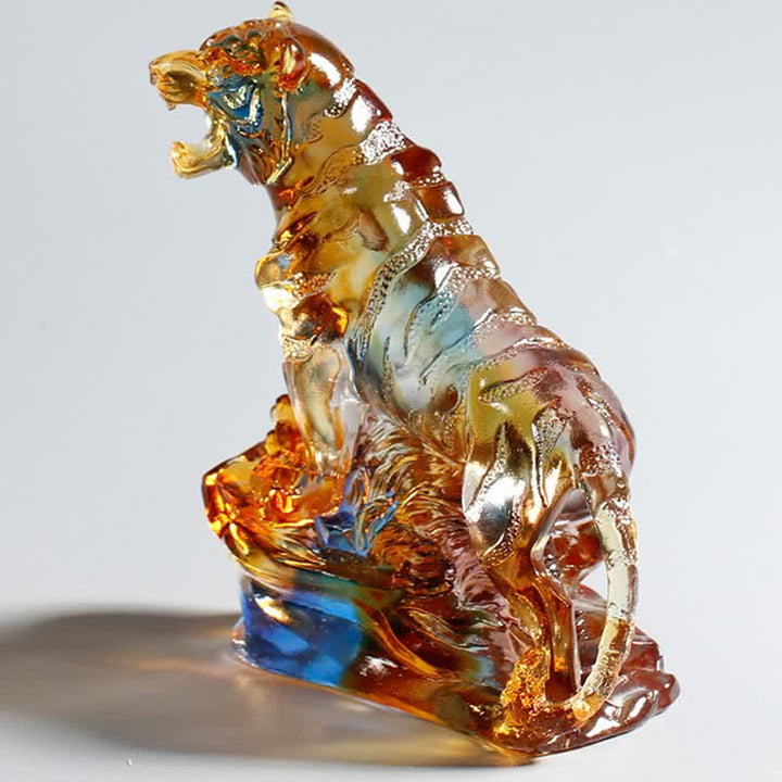 Ręcznie robiony Liuli Crystal Tiger Art Piece Ochrona Dekoracja Domu