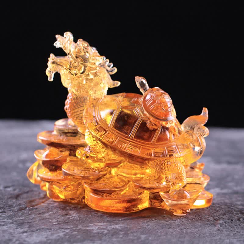 Buddha Stones Feng Shui Smok Żółw Monety Ręcznie Robione Kryształowe Szczęście Liuli Sztuka Dekoracja Domu Biuro