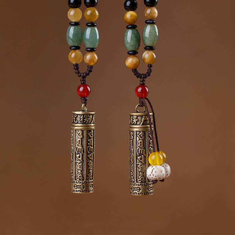 Buddhastoneshop Tybet Om Mani Padme Hum Agat Surangama Sutra Ochrona Naszyjnik Wisiorek - image 3