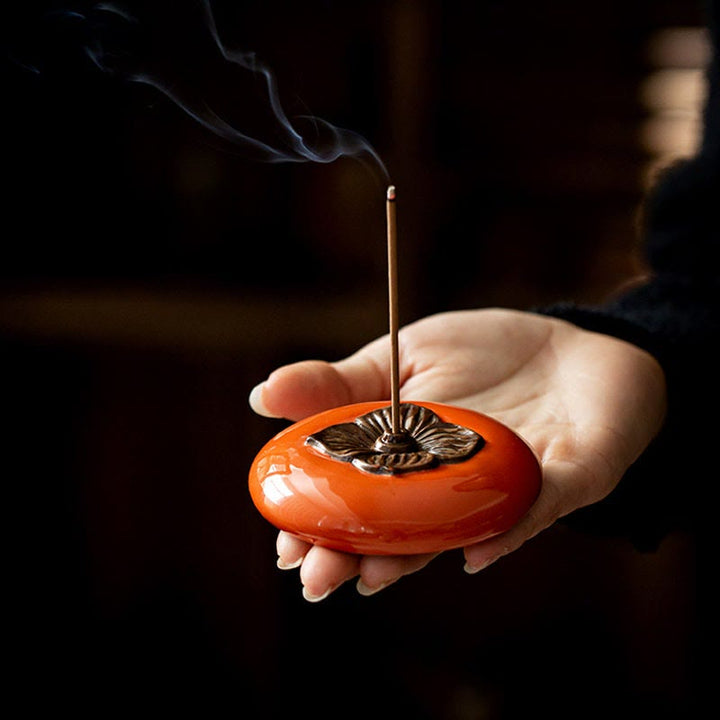 Kadzielnica ceramiczna Persimmon Meditation Healing Incense Burner Uchwyty na kadzidełka