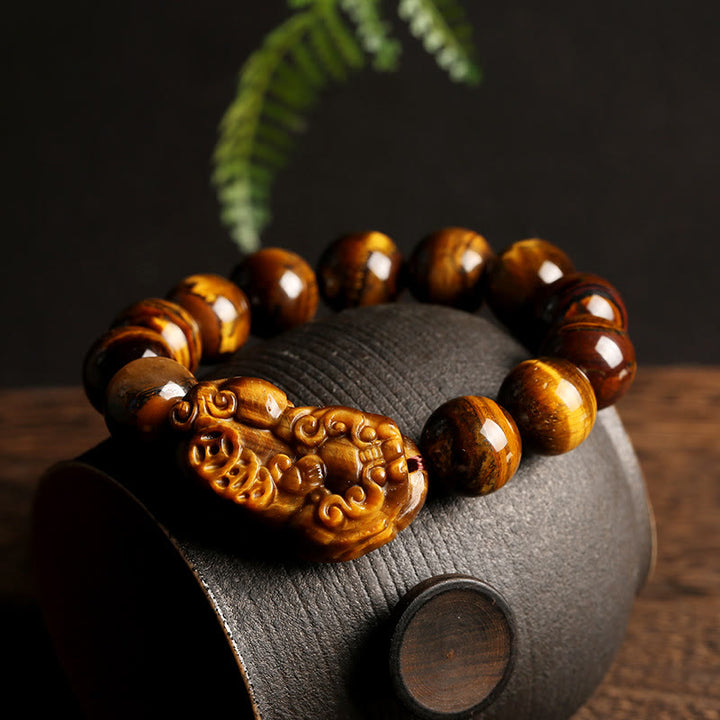 Bransoletka z Buddha Stones Naturalne Tygrysie Oko Bogactwo