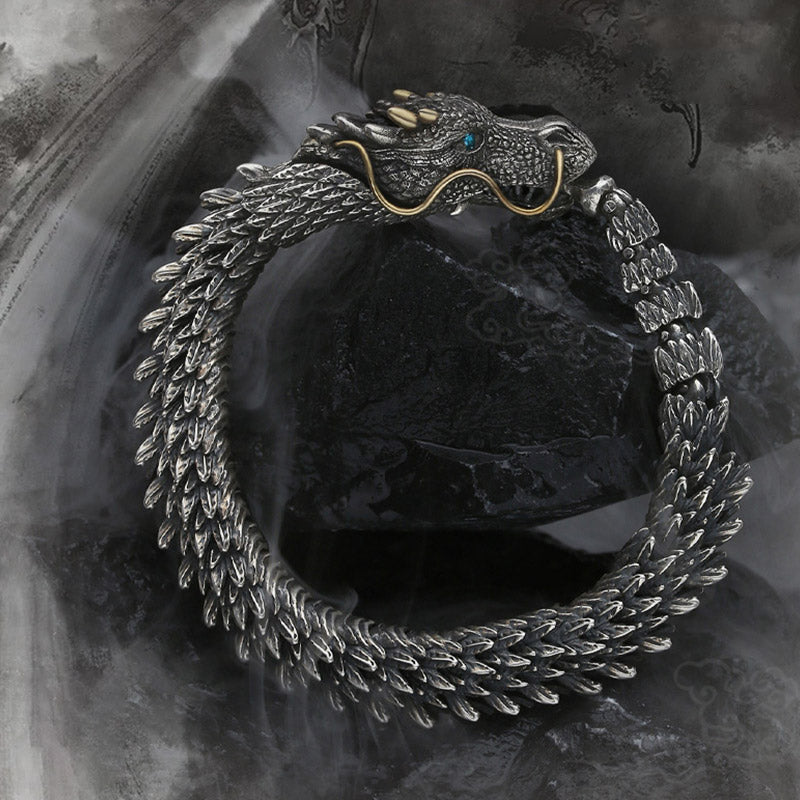 Buddha Stones Nordycki Smok Ręcznie Robiony Amulet Szczęście Ochrona Łańcuch Bransoletka