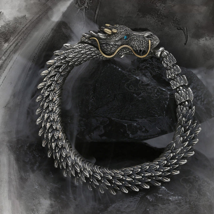 Buddha Stones Nordycki Smok Ręcznie Robiony Amulet Szczęście Ochrona Łańcuch Bransoletka