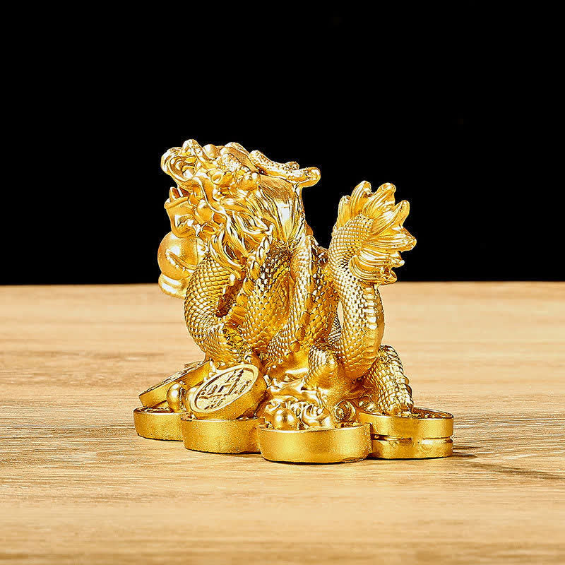 Buddha Stones Feng Shui Smok Miedziana Moneta Bogactwo Sukces Szczęście Dekoracja