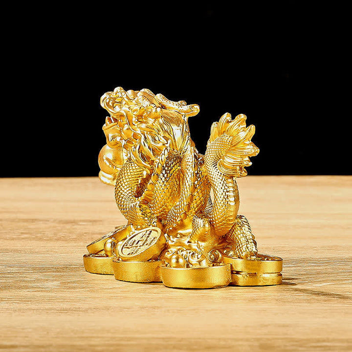 Buddha Stones Feng Shui Smok Miedziana Moneta Bogactwo Sukces Szczęście Dekoracja