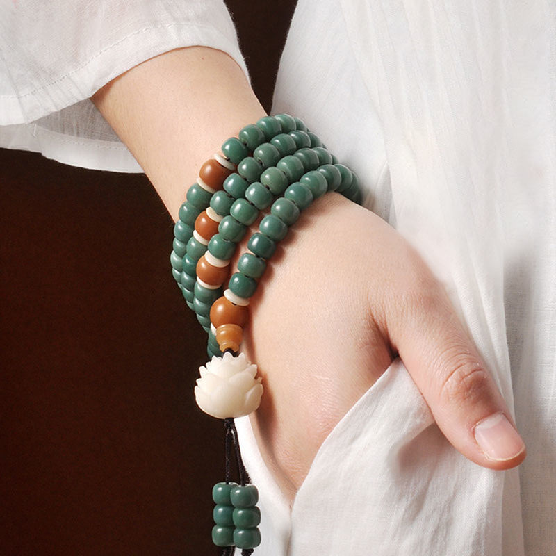 Bransoletka sukcesu Buddha Stones Lotus Cyan Bodhi Seed