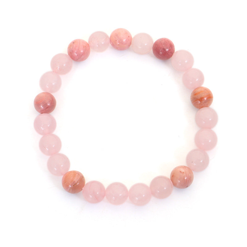 Buddha Stones 108 Mala Beads Różowa Kryształowa Bransoletka z Chwostem Miłości