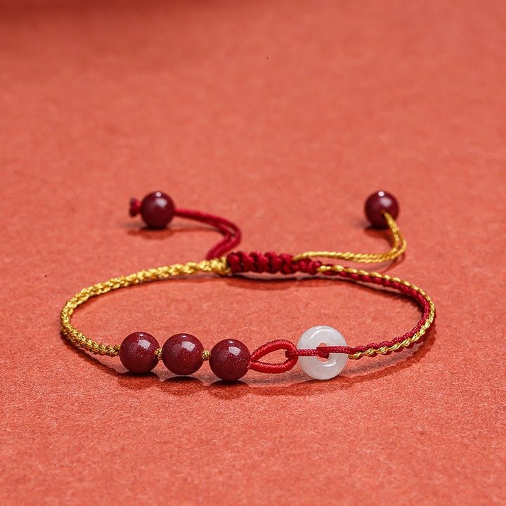 Bransoletka z zapięciem Peace Buckle z Buddha Stones Natural Cinnabar Jade