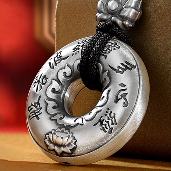 Naszyjnik z Buddha Stones 999 Srebro Sterling Sutra Serca Lotos Pokój Wisiorek - image 3