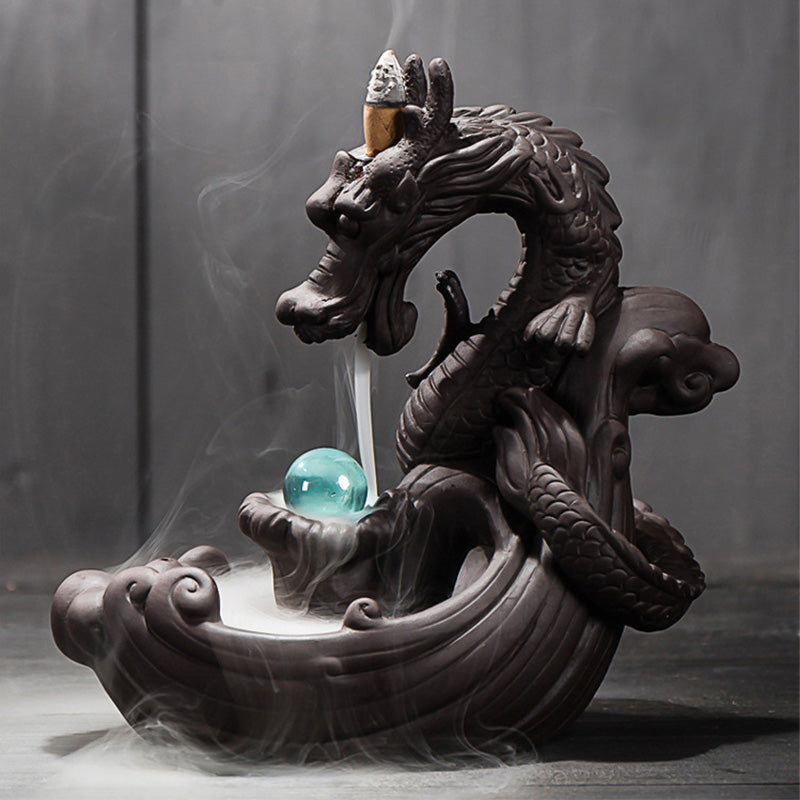 Kadzielnica kadzielna z Buddha Stones w stylu tybetańskim chroniąca smoka - 1 - image 0