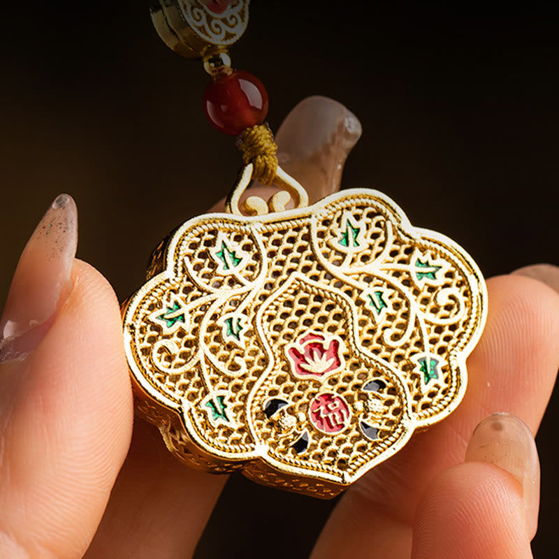 Buddha Stones Kłódka Dobrych Życzeń Fu Charakter Szczęście Błogosławieństwo Brelok