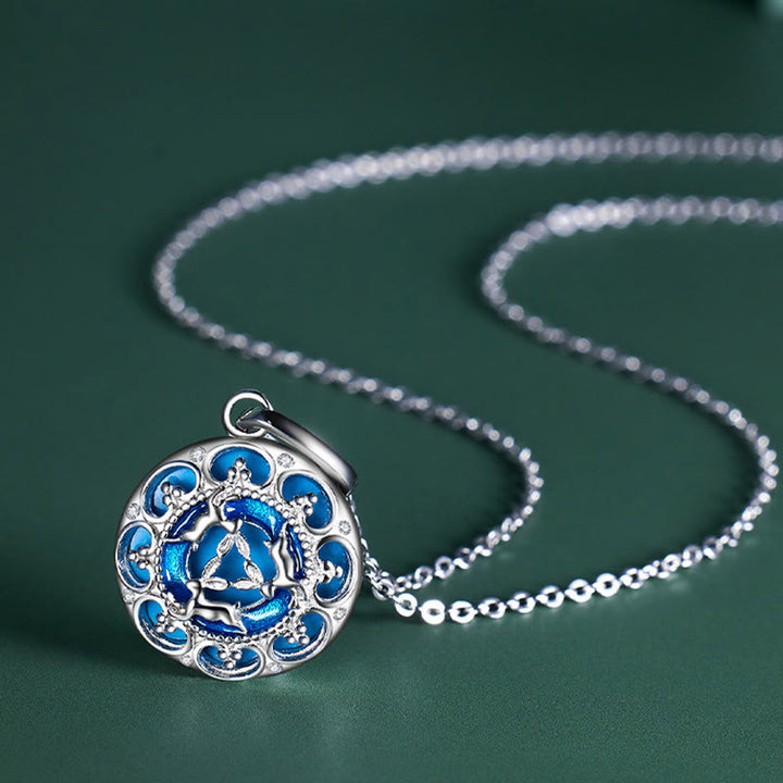 Buddha Stones 925 Srebro Sterling Okrągły Turkus Trzy Króliki Naszyjnik Wisiorek Równowaga