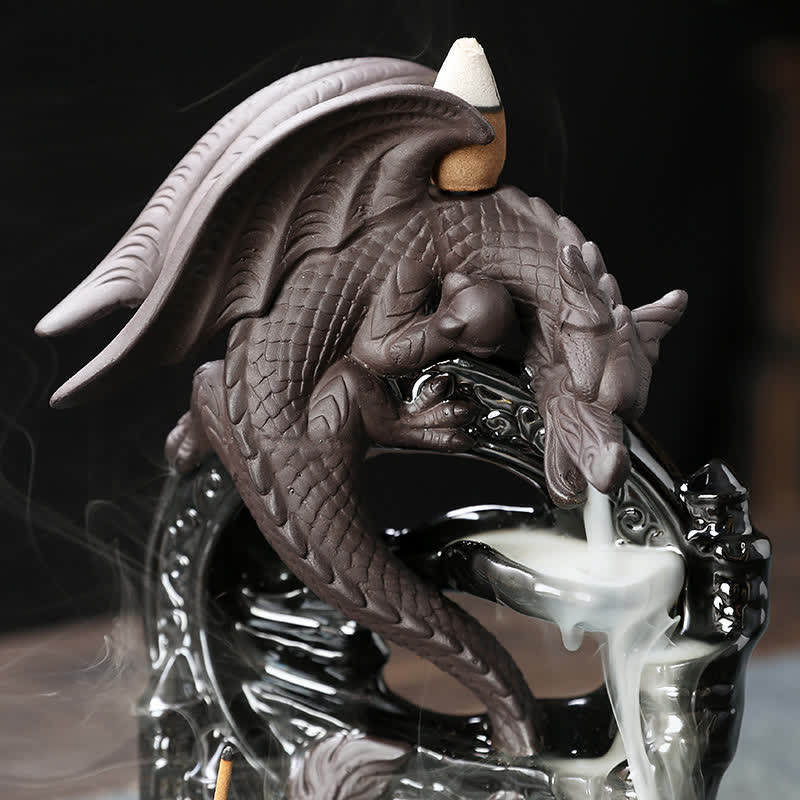 Buddha Stones Nordycki Pterozaur Smok Ceramiczny Cofający się Dym Fontanna Ochrona Uzdrawiający Kadzielnica Dekoracja