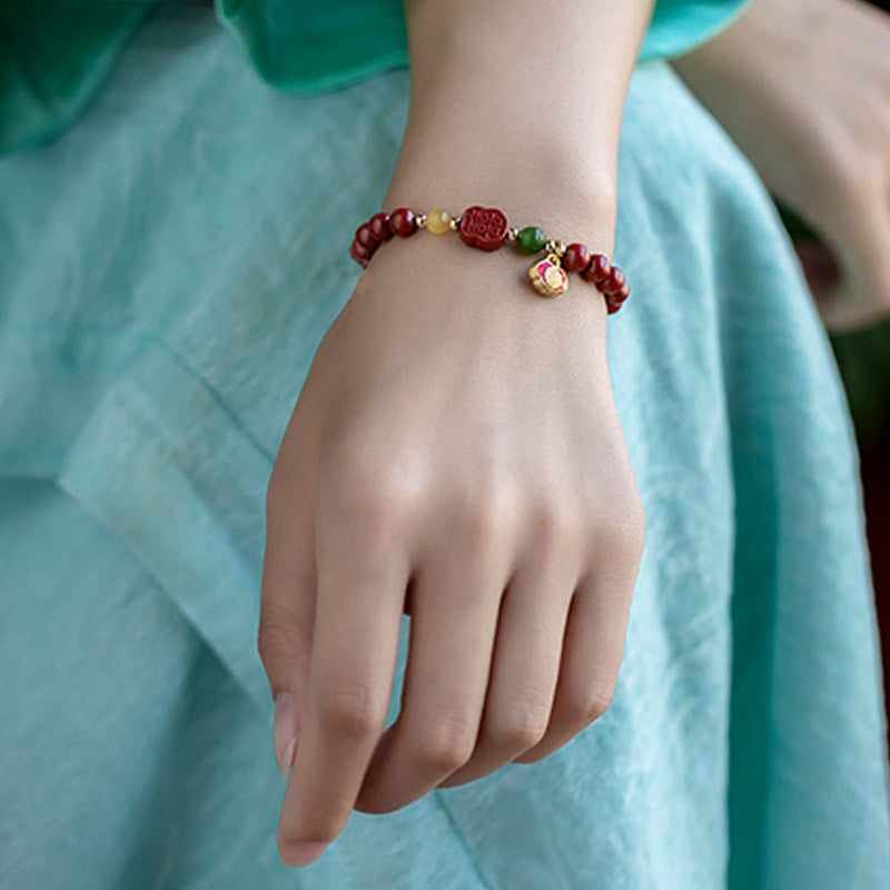 Bransoletka Buddha Stones Cinnabar Happiness Calm