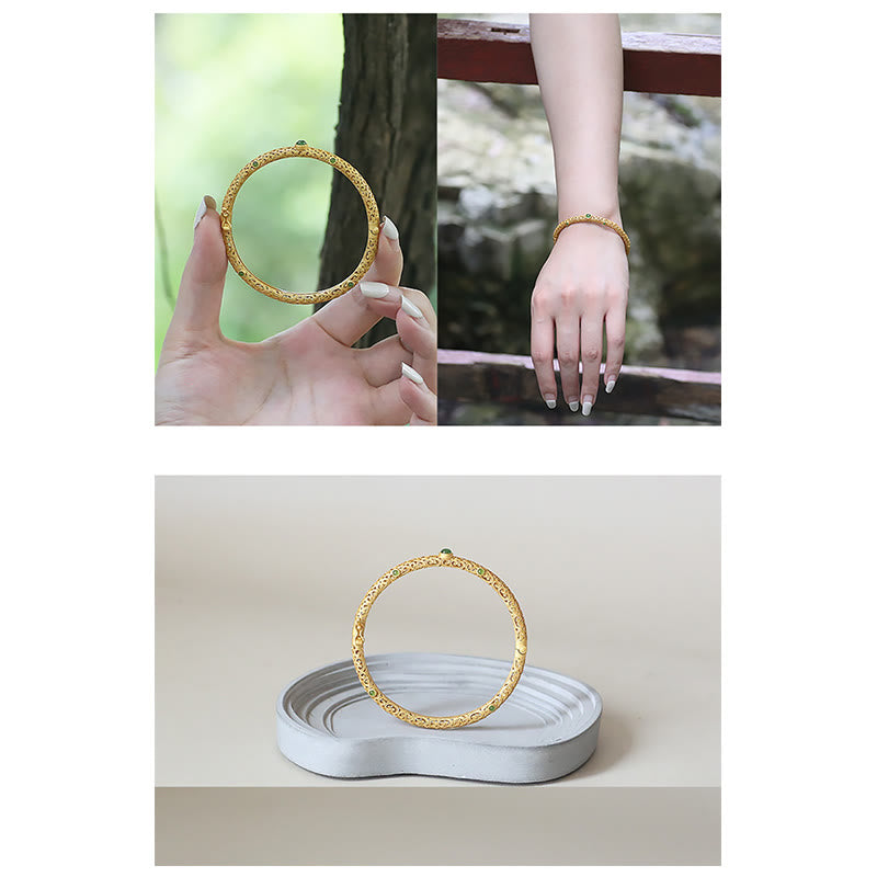 Buddha Stones Cyjan Jade Miedź Pomyślne Chmury Spokojna Uzdrawiająca Bransoletka Bangle