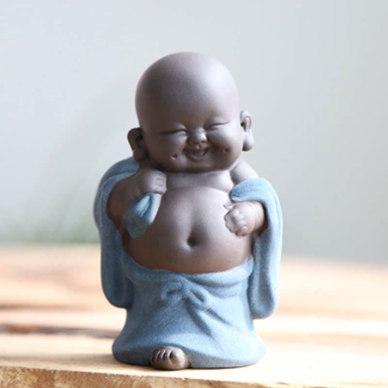 Buddha Stones Zawsze Uśmiechnięty Śmiejący się Budda Bogactwo Szczęście Fioletowa Glina Dekoracja Statuy Maitreya - Śmiejący się Budda - image 13