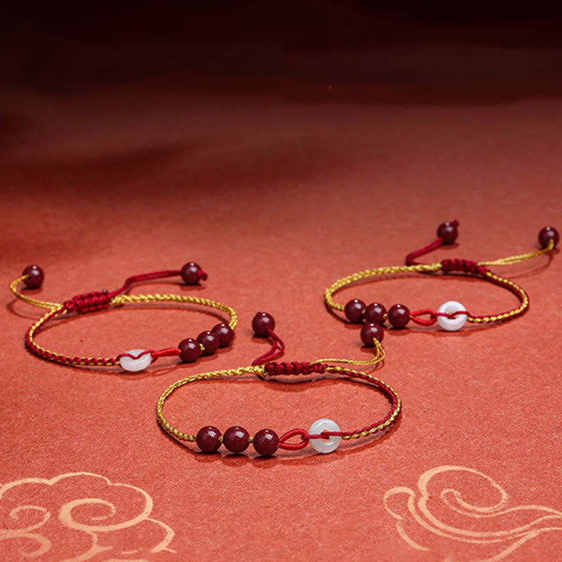 Bransoletka z zapięciem Peace Buckle z Buddha Stones Natural Cinnabar Jade