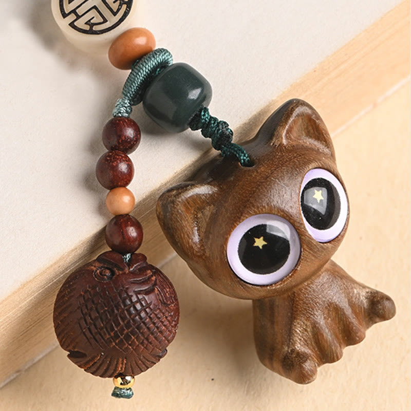 Buddha Stones Zielone Drzewo Sandałowe Szczęśliwy Kot Koi Ryba Kuracja Brelok Telefon Wiszący Dekoracja - image 24