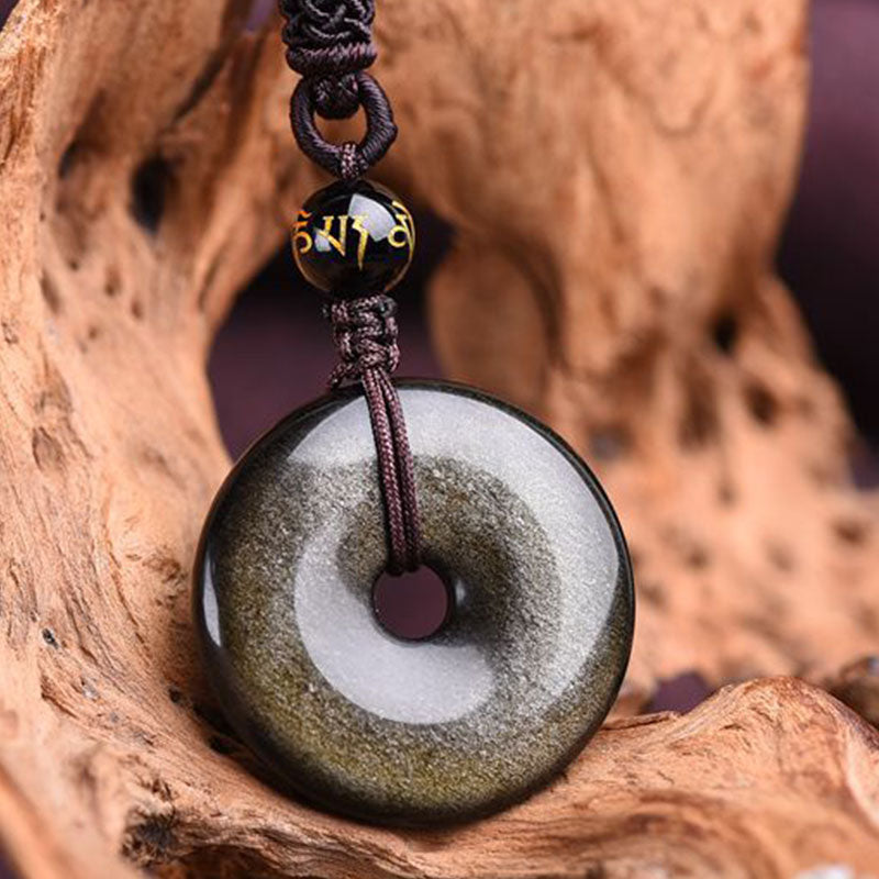 Naszyjnik ochronny z Buddha Stones z obsydianu tybetańskiego