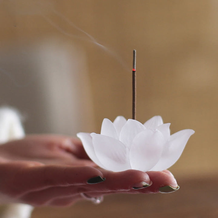 Buddha Stones Mini Lotus Liuli Kryształ Uzdrawiająca Medytacja Kadzidełko Palnik