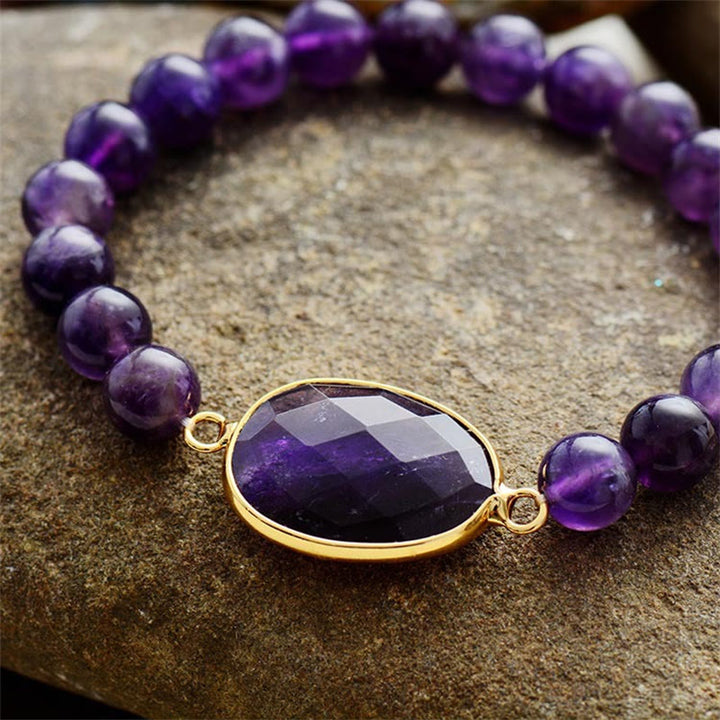 Bransoletka Buddha Stones Naturalny Ametyst Kryształ Balance Wzór Marquise