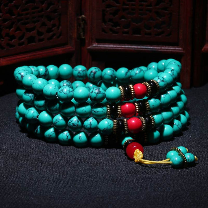 Bransoletka lecznicza Mala z Buddha Stones z tybetańskiego turkusu