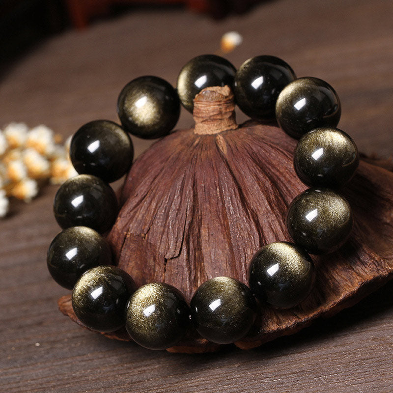 Bransoletka oczyszczająca z Buddha Stones z tybetańskiego obsydianu