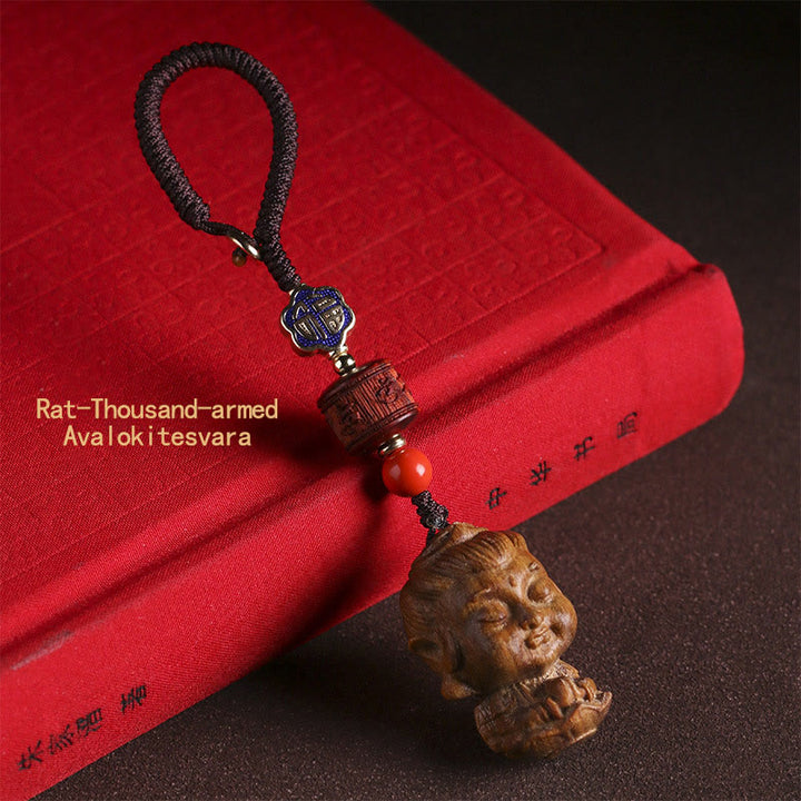 Chiński Zodiak Natal Budda Zielony Sandałowiec Om Mani Padme Hum Brelok Pokoju
