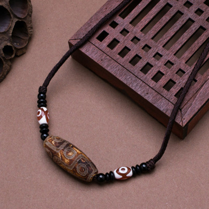 Naszyjnik z Buddha Stones z dziewięcioma oczami i koralikami Dzi - Brązowy - image 7