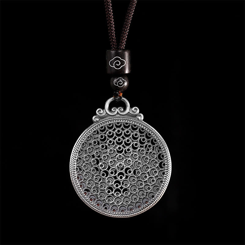 Naszyjnik z Buddha Stones ze srebra próby 990 z ochroną szczęścia i feniksem - image 4